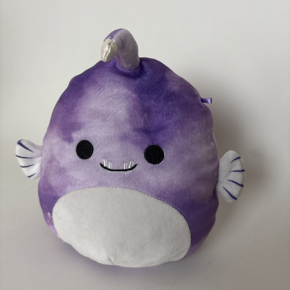Kellytoy Squishmallows 10 in EASTON the Angler Fish Plush purple white